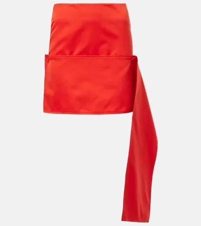 Plan C Satin Miniskirt In Orange