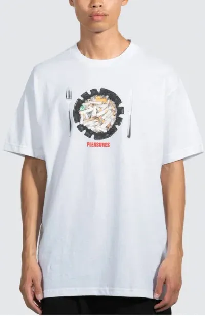 Pleasures Dinner Cotton Graphic T-shirt In White