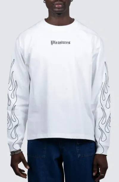 Pleasures Fiery Heavyweight Cotton Logo T-shirt In White