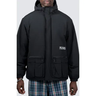 Pleasures Run Hooded Nylon Jacket In Black