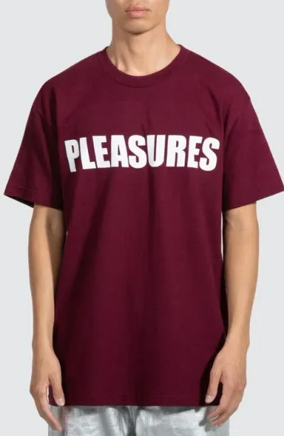 Pleasures Security Cotton Graphic T-shirt In Burgundy