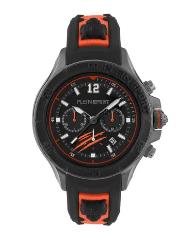 Plein Sport Mens Warrior Tech Chronograph Date Quartz Orange Silicone 47.5mm