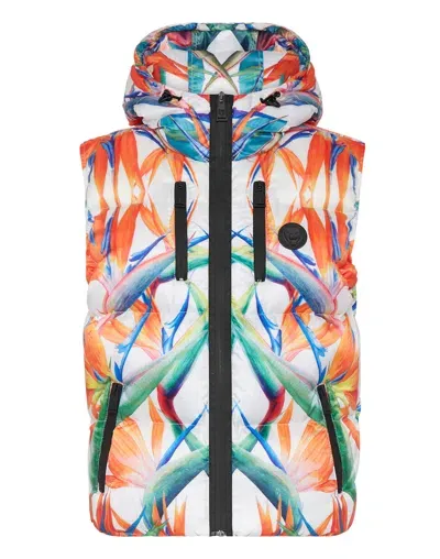 Plein Sport Botanical-print Puffer Gilet In Multi