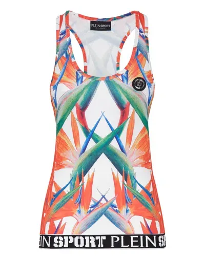 Plein Sport Floral-print Sleeveless Tank Top In Multi