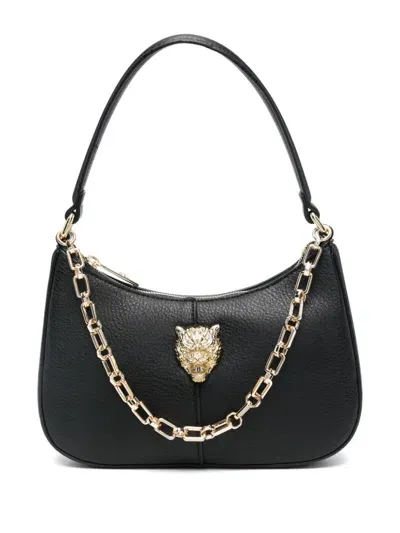 Plein Sport Tiger-head Shoulder Bag In Black