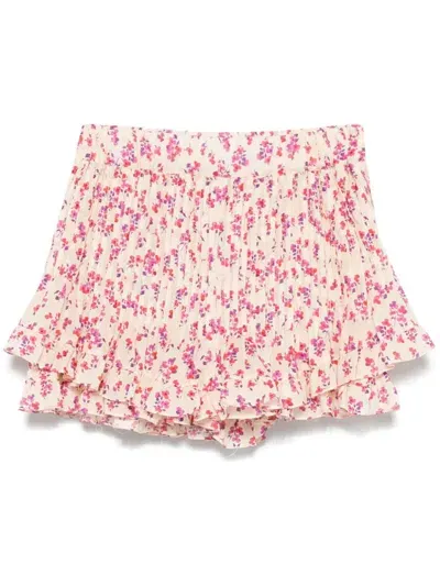 Pnk Printed Pleated Shorts In Neutrals