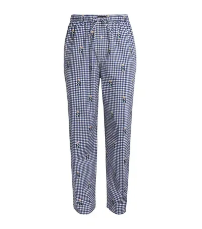 Polo Ralph Lauren Bear Gingham Lounge Sweatpants In Purple