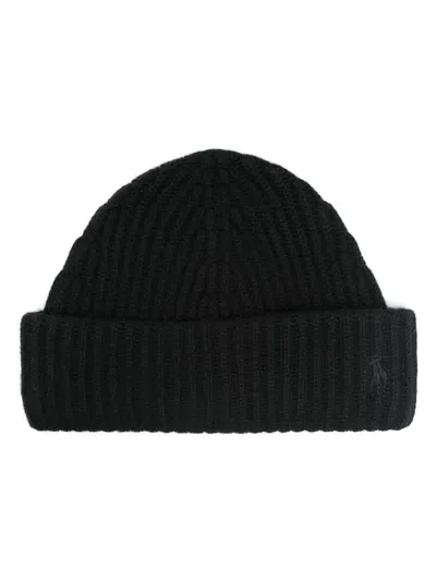 Polo Ralph Lauren Ribbed-knit Beanie In Black