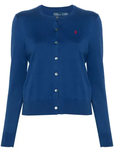 Polo Ralph Lauren Polo Pony Crew-neck Cardigan In Blue