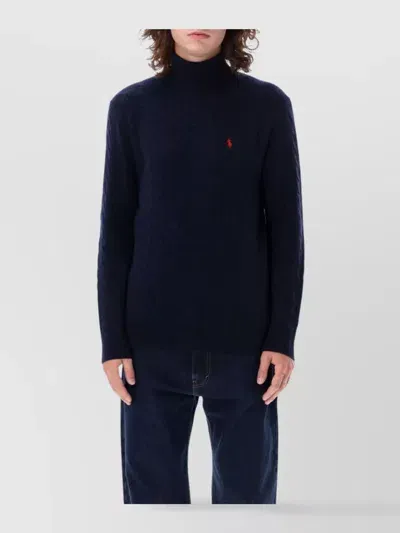 Polo Ralph Lauren Mens Hunter Navy Logo-embroidered Wool And Cashmere-blend Jumper In Blue