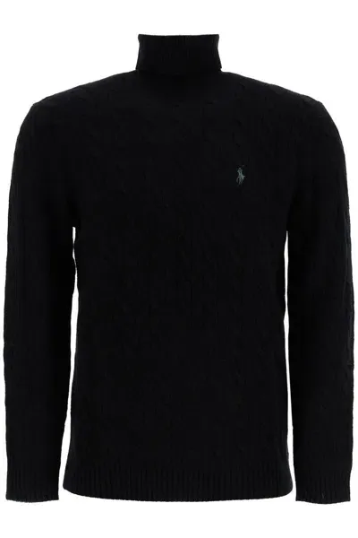 Polo Ralph Lauren Cable-knit Wool And Cashmere Turt In Black