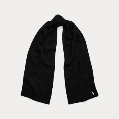 Polo Ralph Lauren Cable-knit Wool-cashmere Scarf In Black