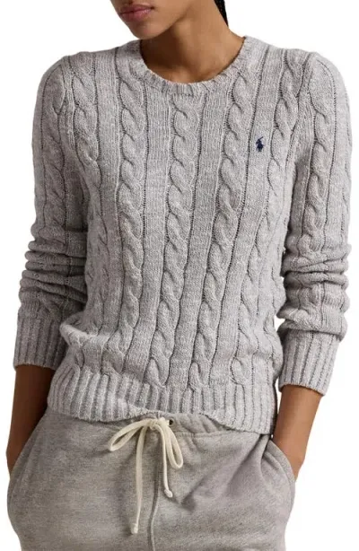 Polo Ralph Lauren Cable Stitch Cotton Sweater In Light Nckel