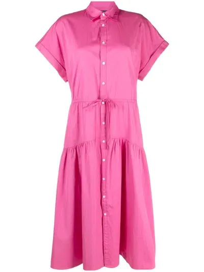 Polo Ralph Lauren Canna Tiered Cotton Shirt Dress In Pink