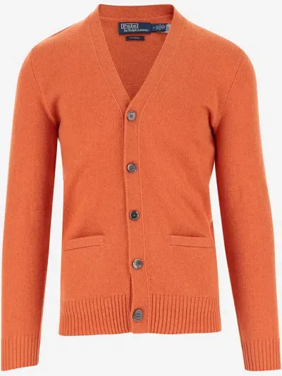 Polo Ralph Lauren Cashmere Cardigan In Orange