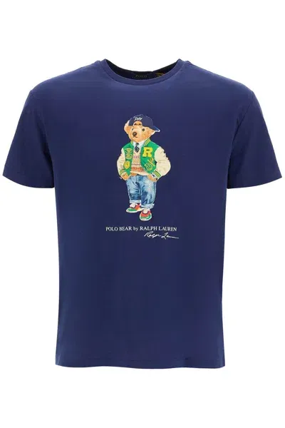 Polo Ralph Lauren Classic Fit T Shirt With Polo Bear Print In Blue