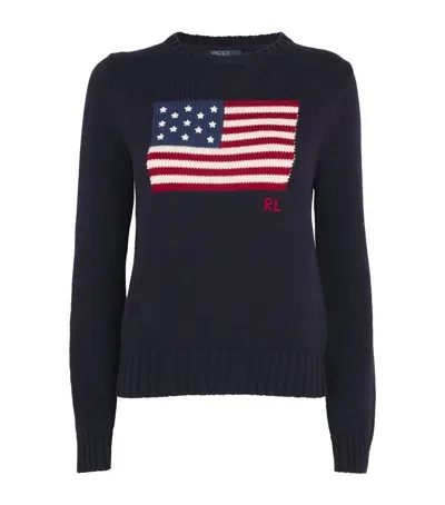 Polo Ralph Lauren Cotton American Flag Sweater In Navy