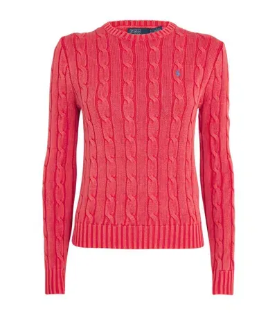 Polo Ralph Lauren Cotton Cable-knit Sweater In Coral Pink