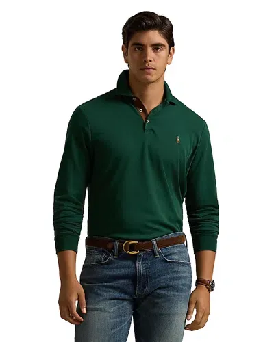 Polo Ralph Lauren Cotton Interlock Classic Fit Long Sleeve Polo Shirt In Green