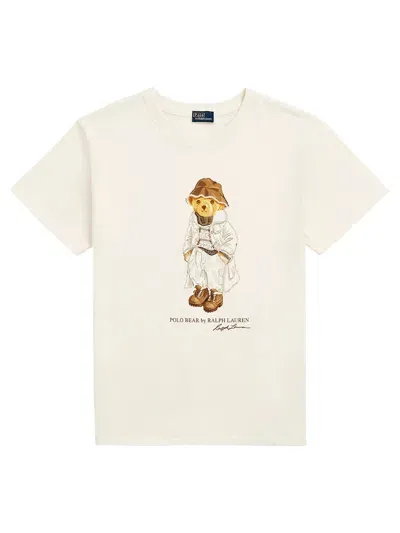 Polo Ralph Lauren Cotton Jersey Polo Bear T-shirt In Nude & Neutrals