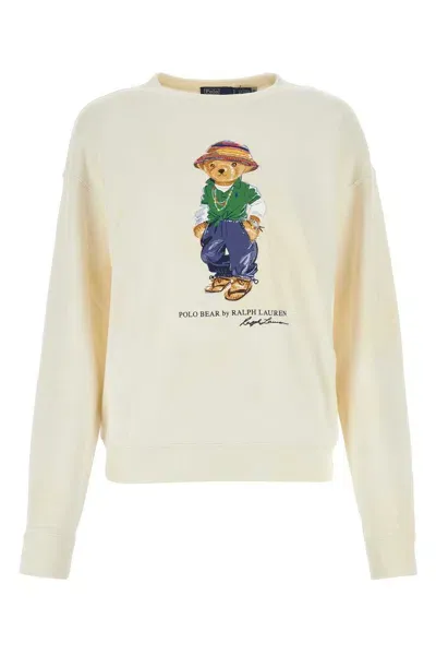 Polo Ralph Lauren Cream Cotton Sweatshirt In Green