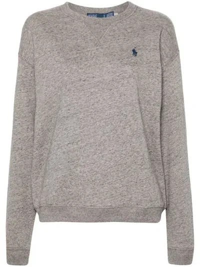 Polo Ralph Lauren Embroidered-logo Sweatshirt In Grey