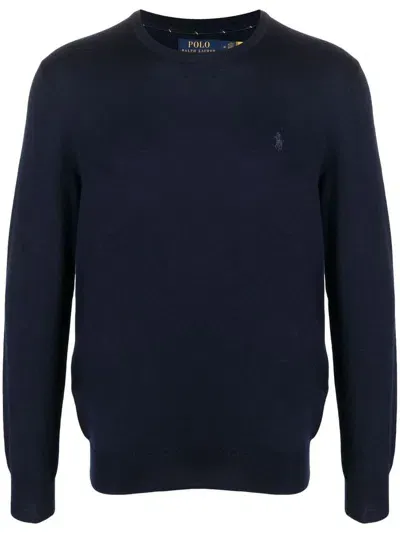 Polo Ralph Lauren Logo-embroidered Wool Jumper In Blue