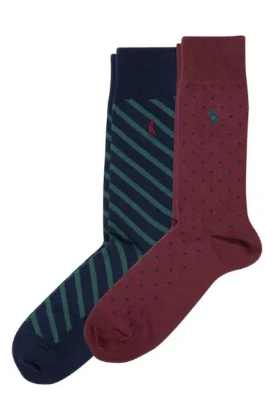 Polo Ralph Lauren Dot 2-pack Stretch Cotton Blend Socks In Multi