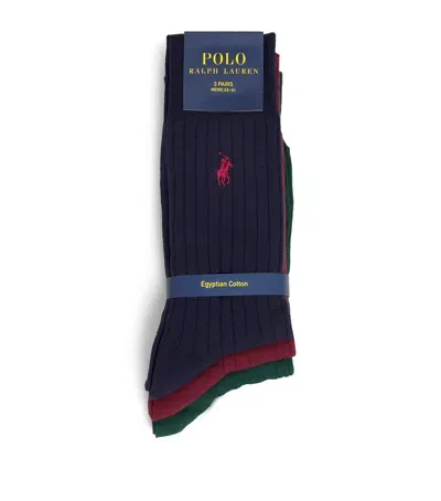 Polo Ralph Lauren Egyptian Cotton-blend Socks In Blue