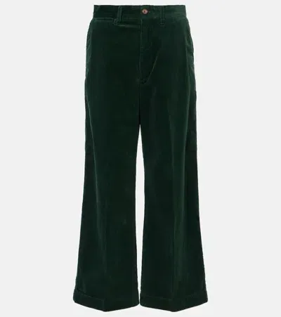 Polo Ralph Lauren High-rise Cotton Corduroy Wide-leg Pants In Green