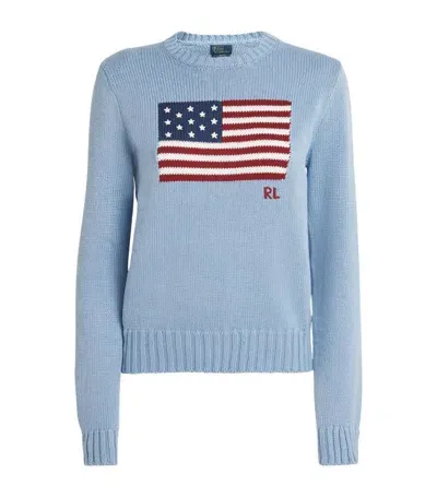 Polo Ralph Lauren Intarsia American Flag Sweater In Blue