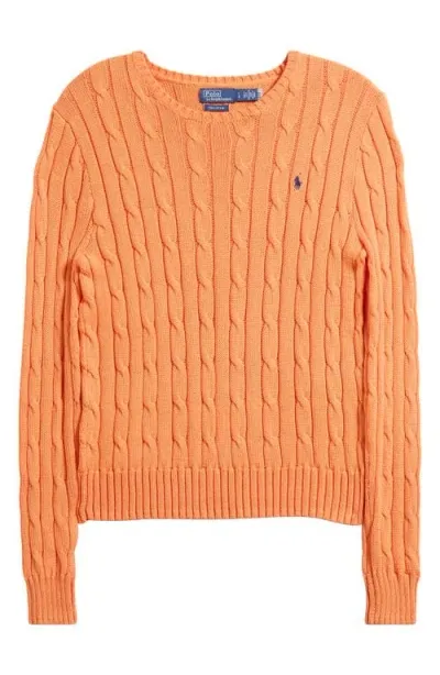 Polo Ralph Lauren Julianna Cotton Cable Sweater In Sun Orange