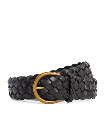 Polo Ralph Lauren Leather Braided Belt In Black