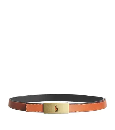 Polo Ralph Lauren Leather Reversible Polo Id Belt In Black