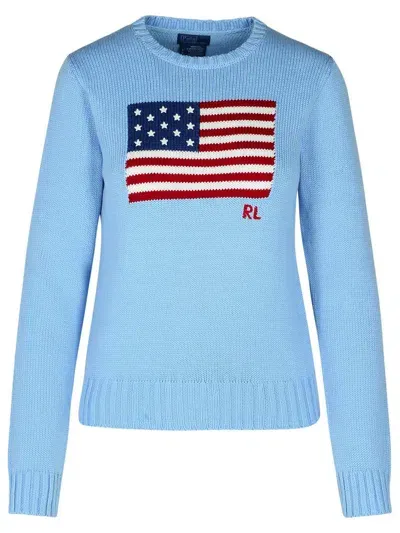 Polo Ralph Lauren Light Blue Cotton Sweater In Chambray Blue