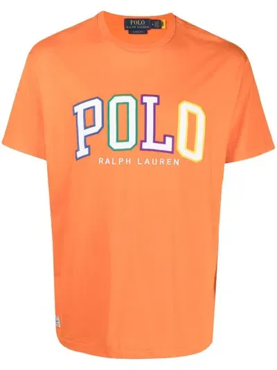 Polo Ralph Lauren Logo Appliqué T-shirt In Orange