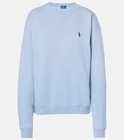 Polo Ralph Lauren Logo Cotton Fleece Sweatshirt In Blue