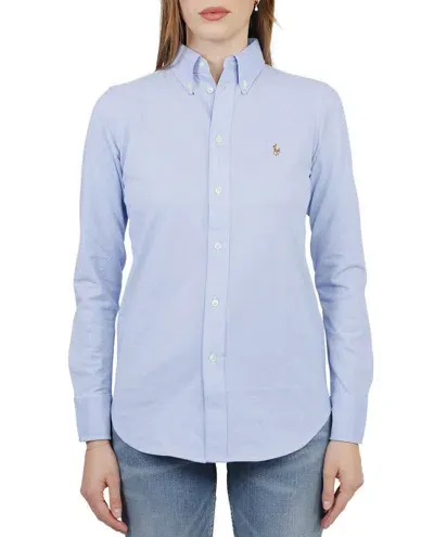 Polo Ralph Lauren Logo Embroidered Buttoned Shirt In Blue