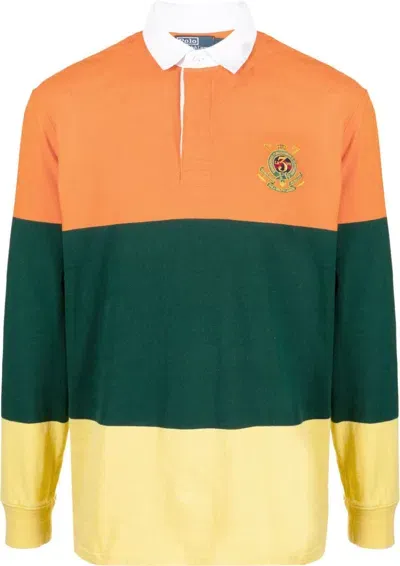 Polo Ralph Lauren Logo-embroidered Colour-block Polo Shirt In Orange