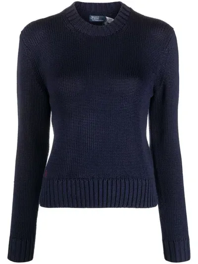 Polo Ralph Lauren Logo-embroidered Knitted Jumper In Blau