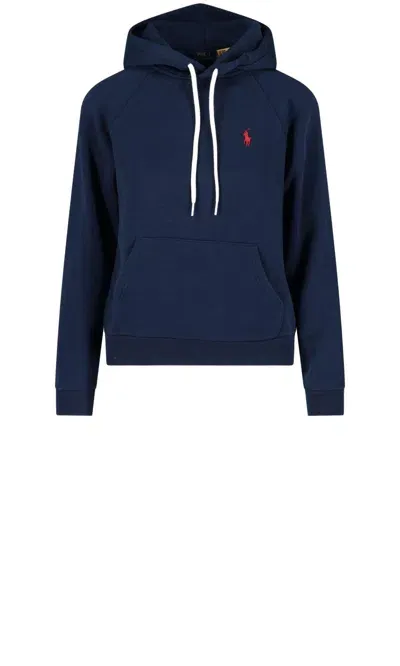 Polo Ralph Lauren Polo Pony Drawstring Hoodie In Blue