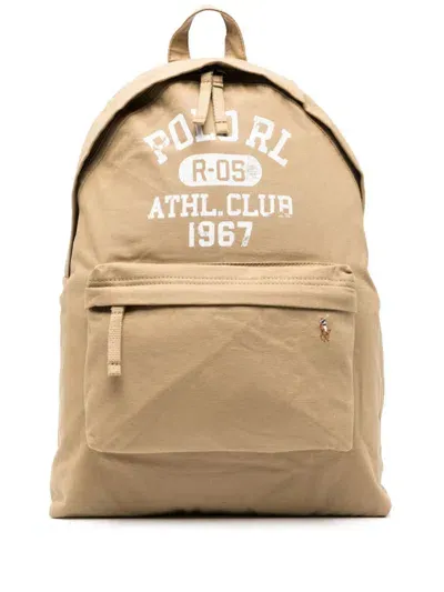 Polo Ralph Lauren Logo-print Backpack In Brown