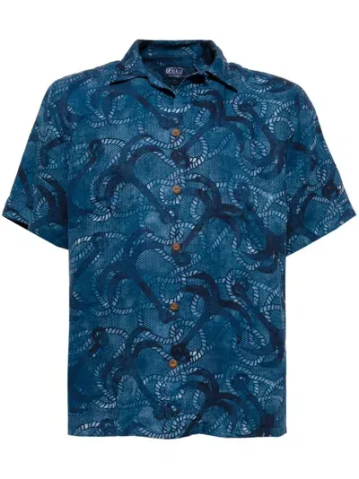 Polo Ralph Lauren Marble Graphic-print Shirt In Blue