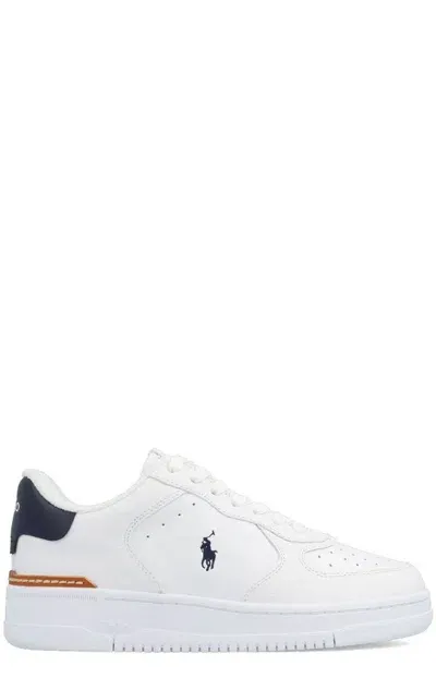 Polo Ralph Lauren Men's Masters Court Suede-leather Sneaker In White,navy,red