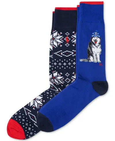 Polo Ralph Lauren Men's 2-pk. Holiday Husky Slack Socks In Royal