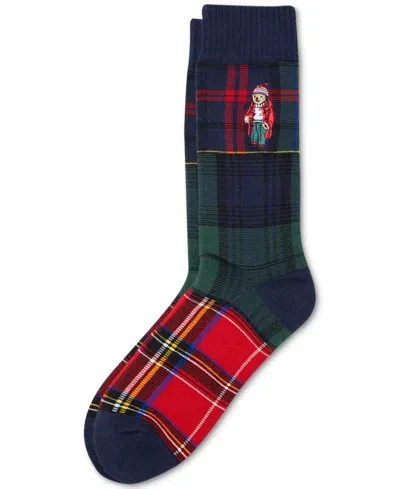 Polo Ralph Lauren Colorblock Tartan Crew Socks In Multi