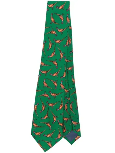 Polo Ralph Lauren Patterned Challis Tie In Green