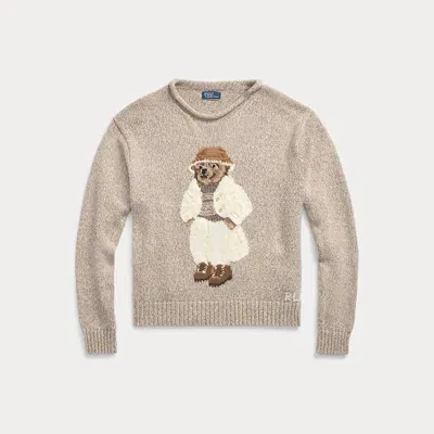 Polo Ralph Lauren Polo Bear Cotton Roll-neck Jumper In Beige