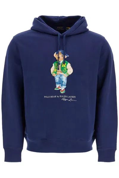 Polo Ralph Lauren Polo Bear Hooded Sweatshirt In Blue