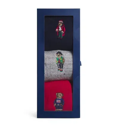 Polo Ralph Lauren Polo Bear Socks Gift Box (pack Of 3) In Multicoloured